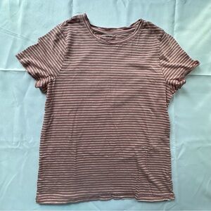 Sonoma striped short sleeve casual tee shirt women’s medium‎ pink & white